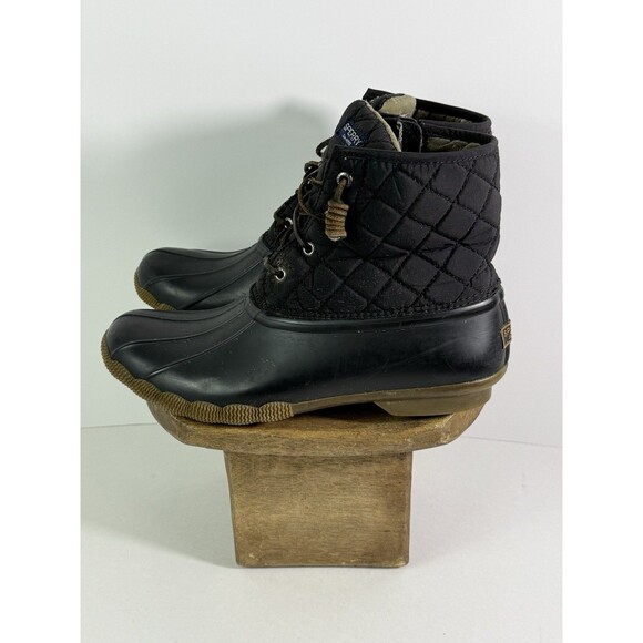 Sperry Boots Womens 10 M Saltwater Quilted Duck Ankle STS94063 Black Waterproof - Picture 3 of 16
